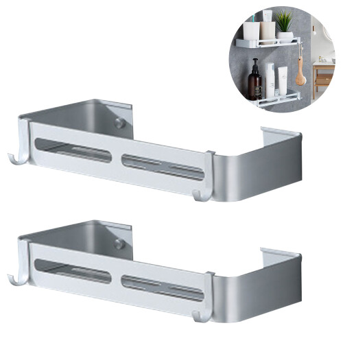 Corner Shower Caddy, Rustproof Aluminium For Bathroom & Kitchen, Large Capacity With Removable Hooks 1
