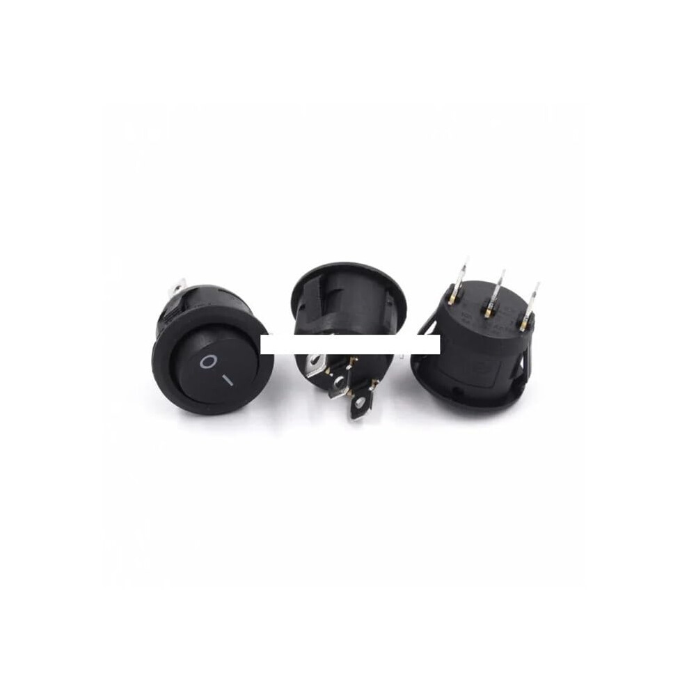Rocker Switch 10 Pcs 23Mm Round 3 Pin Spdt Onoff Snapin 2Position 10A/125V 6A/250V Ac Black 9105992596157