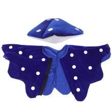 1Set Blue Mushroom Costume Hat and Shawl Soft Material Party Outfit