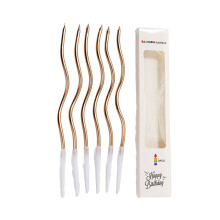 6Pcs Curved Cake Candle with Multiple-Gold plated champagn