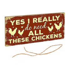 Humorous Red Chicken Coop Wall Sign Hanging Board for Outdoor or
