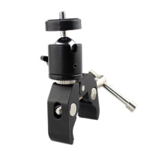 Ball Head Tripod Clamp Mount for DSLR Cameras With Screw Hot Shoe Adapter, Aluminum Alloy, Motorbike Rods Compatible