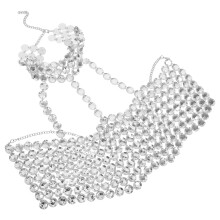 Women Vest Top Halter Neck Silber 1 Set