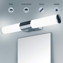 Eenvoudig te installeren, moderne badkamerlamp met 12W 6000K koelwitte LED-verlichting, roestvrijstalen behuizing en PC-afdekking, dimbare