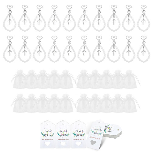20Pieces Baptisms Gift Set Includes Crosses Beaded-White