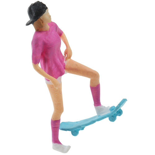 3Stk Stilvolle Mädchenfigur Mit Skateboard Resin Für Mini