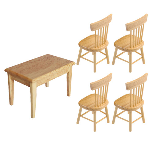 Ensemble Miniature Bureau Et Chaise En Bois Pour Mini Maison