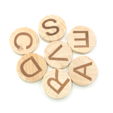 1 Bag 26Pcs Alphabet Thickened Wooden Round Educational Plaything