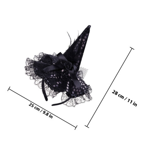 9Pcs Halloween Witch Hat Headbands With Lace And Sequins 1