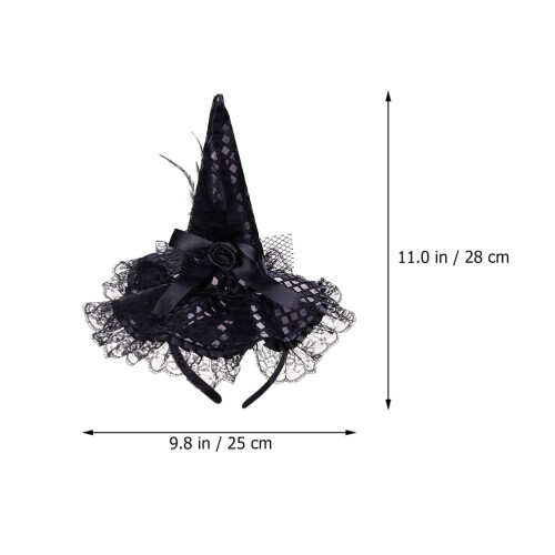 9Pcs Halloween Witch Hat Headbands With Lace And Sequins 2