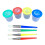 4Pcs Spill Proof Paint Cups And Assorted Brushes Set For Kids 1