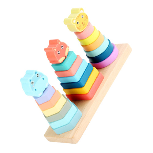 2 Sets Baby Stacking Tower Toddler Sorting Ring Shape Sorter 1