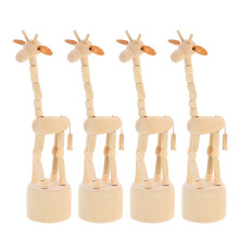 8St Beige Dierfiguren Giraffe Handgesneden Vingerpoppen Sieraad