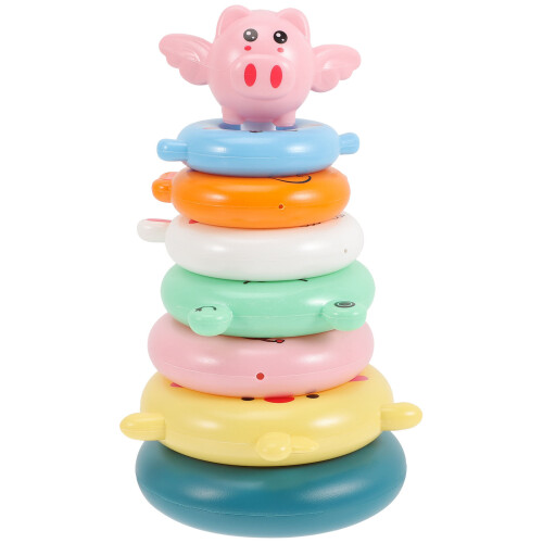 1 Set Rainbow Ring Stacking Toys For Toddlers Educational Game 1