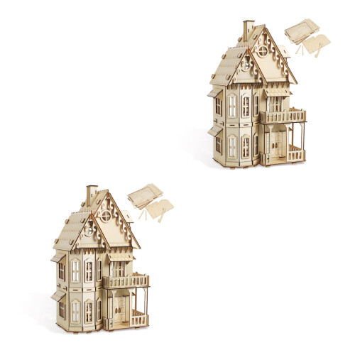 2 3D Puzzle Casa In Legno Regalo Per Compleanno E Halloween 1