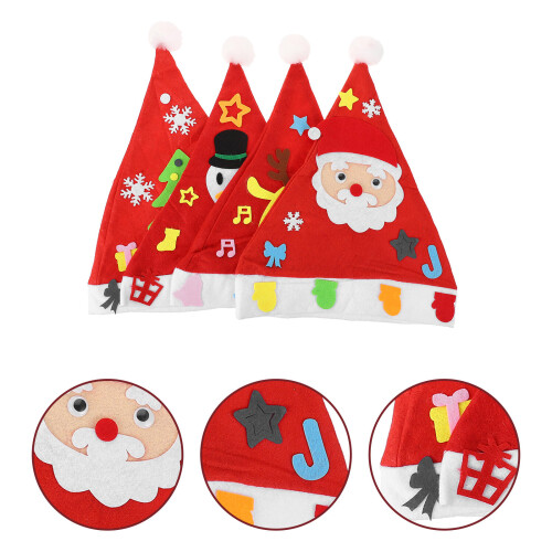 5Pcs Diy Christmas Hat Making Kit With Cartoon Design 2