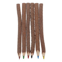 6Pcs Wooden Colored Pencils Natural Bark Rustic Twig Sketching