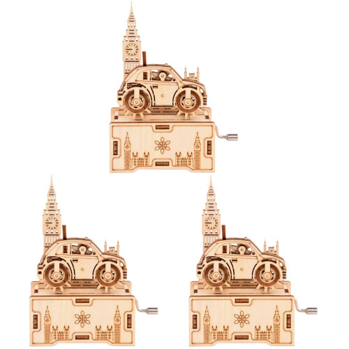 3 Set Scatola Musicale In Legno Con Puzzle 1