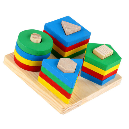 3 Set Geometrici In Legno Educativo Per Bambini