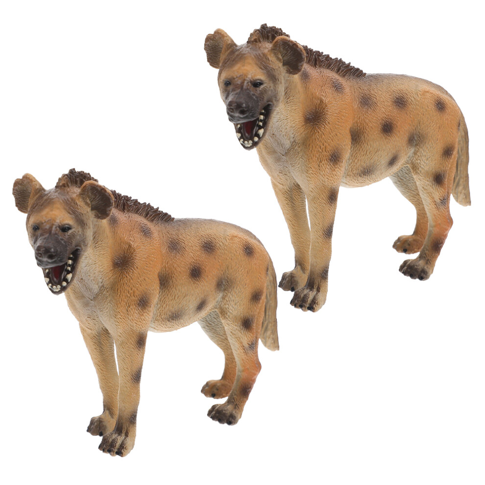 2 Sztuki Realistyczna Figurka Hieny Plastikowa Model Edukacyjny-image