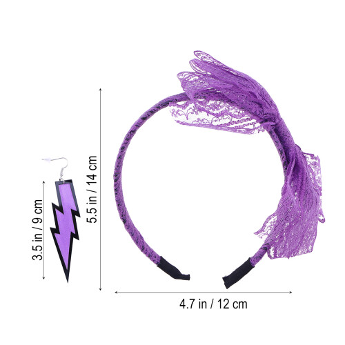 Faixa Cabelo 80, Neon, Luvas Roxas 1