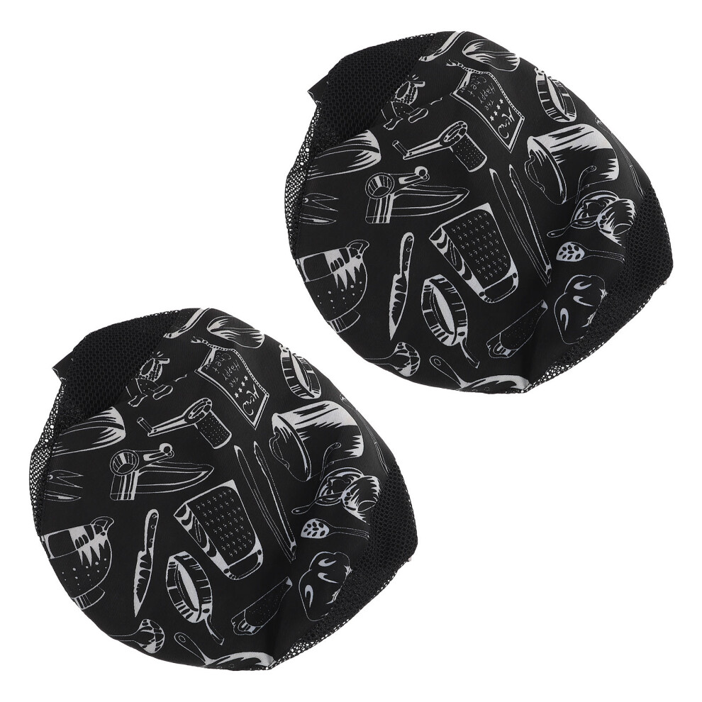 2Pcs Chef Beret Hats Durable Black Cotton Cook And Catering Caps 3560796964261