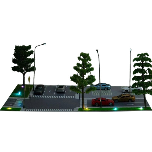 LED Lighting Car Parking Lot Model Miniature Tree,1:87 Scale