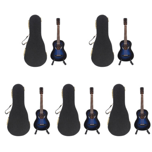 5 Conjuntos De Mini Guitarra Decoração Miniatura 2