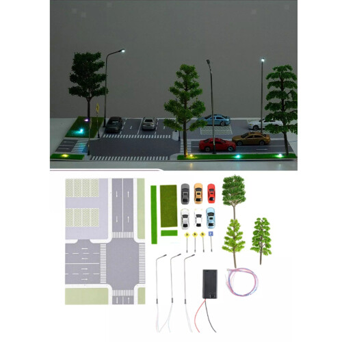 LED Lighting Car Parking Lot Model Miniature Tree,1:87 Scale 1