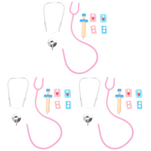 3Conjuntos Kit Infantil Com Estetoscópio E 1