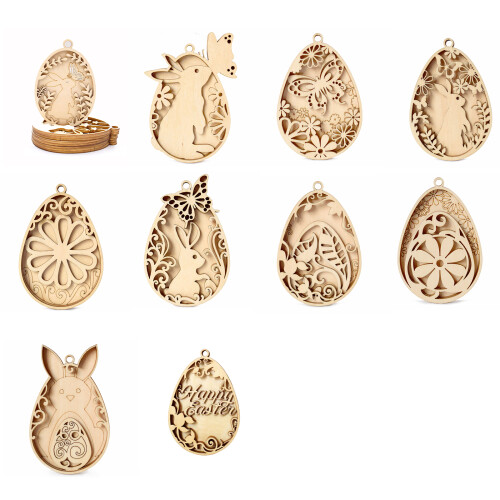 Bunnies Eggs Shape Wood Cutouts for Painting Craft-E type 1