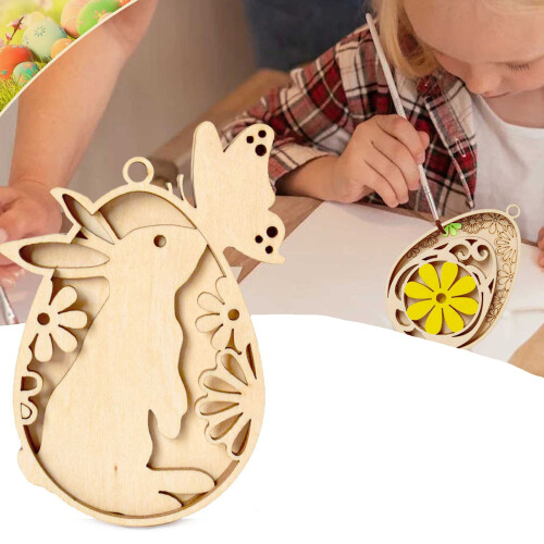 Bunnies Eggs Shape Wood Cutouts for Painting Craft-E type 2