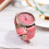 Relógio De Lona Com Pulseira Rosa E Design 9