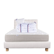 Materasso a Molle - LUXURY LITERIE - 140x190 cm - Avvolgente-Duro - HR - Molle insacchettate - Beige