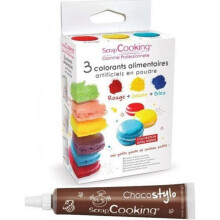 NC 3 Coloranti Alimentari In Polvere Giallo-rosso-blu + 1 Penna Cioccolato