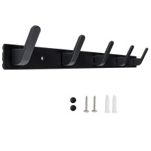Organização prática do cabideiro de parede Of5Hooks, design elegante e moderno em alumínio para corredores e closets, oferecendo suporte robusto.