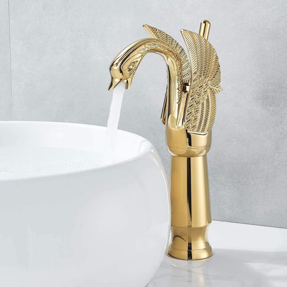 Timeless Basin Mixer Tap, Solid Brass Construction Single Handle Vessel Faucet, Shiny Polished Gold Finish With Ultrahigh Hydraulic Pressure Tested Ce 9135470824977