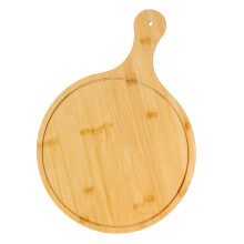 Pizza Board Round With Handle And Hanging Hole, 31.5/28.5 Cm Diameter, Serving Tray For Flammkuchen, Cheese, Bread