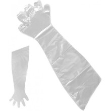 50Pcs Disposable Soft Plastic Film Gloves Transparent Long Arm Veterinary Artificial Insemination Glove