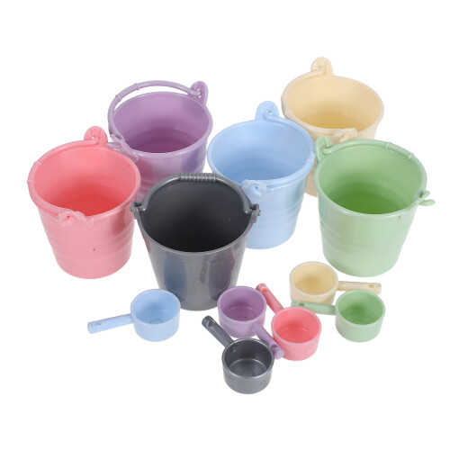 12 Sets Mini Eimer Mit Schöpfkellen Kunststoff Für Sand Und Wasser 1