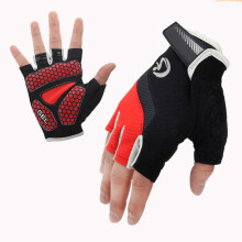 1 Paar Halfvinger Sport Handschoenen Ademend Antislip Rood M