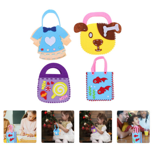 4 Sets Kinderen -Geweven Stof Handtas Materialen Doe-Het- Kit 2