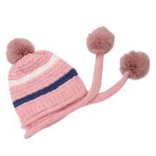 Women Wollmütze Mit Haarball Für Winter, Ski Mütze Erwachsene Pink