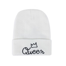 Weiße Bestickte Unisex Wintermütze Dehnbar Warm