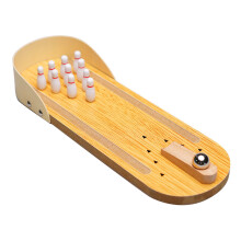 1 Juego De Bolos Mini Portátil Madera Para Escritorio