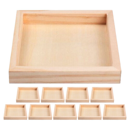 10Stk Holz Puzzleteile Unlackiert 3D Puzzle Tablett Organizer 2