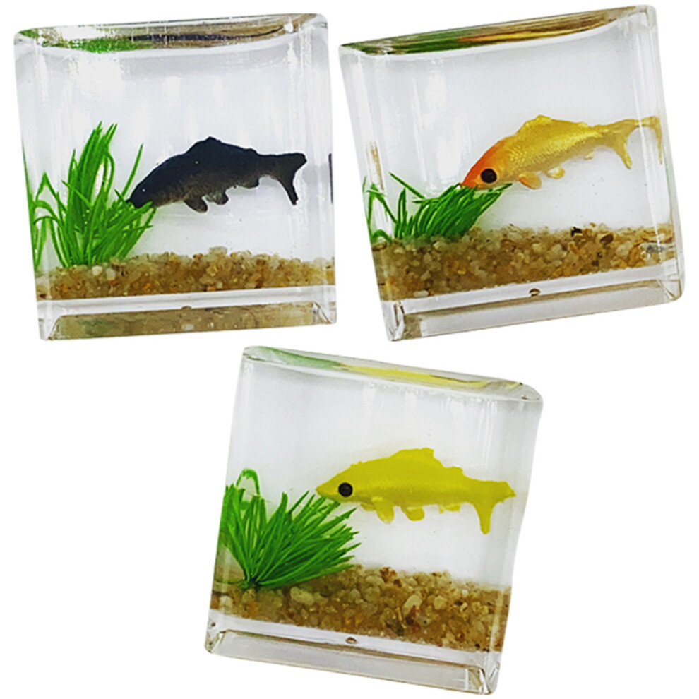 Photos - Other Toys 3Pcs Desktop Mini Glass Fish Tanks Decorative House Decors