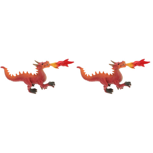 2 Pièces Statue De Dragon De Bureau En Feu Figurine Sculpture 2