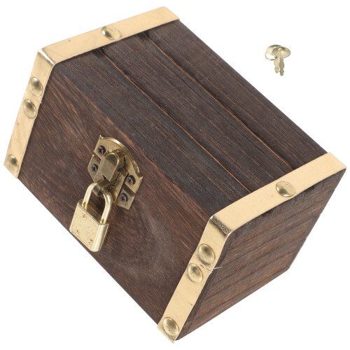 One Set Vintage Keyed Treasure Chest Small Pirate Storage Box 2