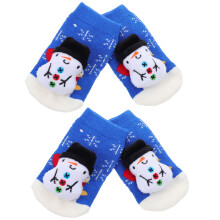 2Pairs Blue Christmas Kid Socks Thickened Indoor Floor Socks for Baby
